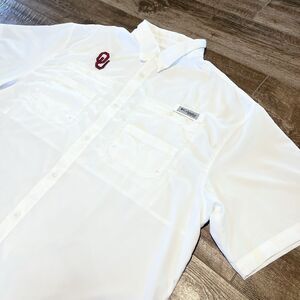 Columbia PFG OU Shirt Men’s 2XL White Fishing Oklahoma Sooners XXL Omni Shade